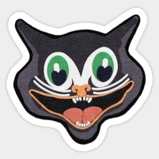 Felt Look Vintage Halloween Cat Face | Cherie's Art(c)2021 Sticker